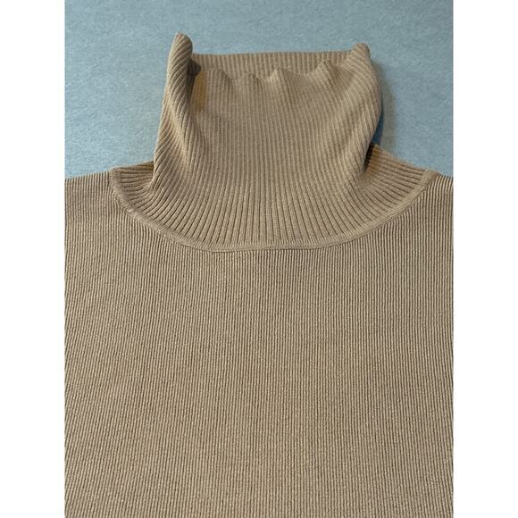 Louben Tan Ribbed Tank Top/Turtleneck lightweight material size L - Picture 2 of 5